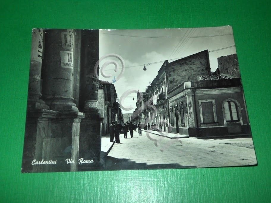 Cartolina Carlentini - Via Roma 1952.