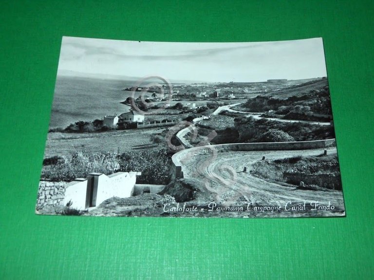 Cartolina Carloforte - Panorama Campagne Canal Fondo 1950 ca