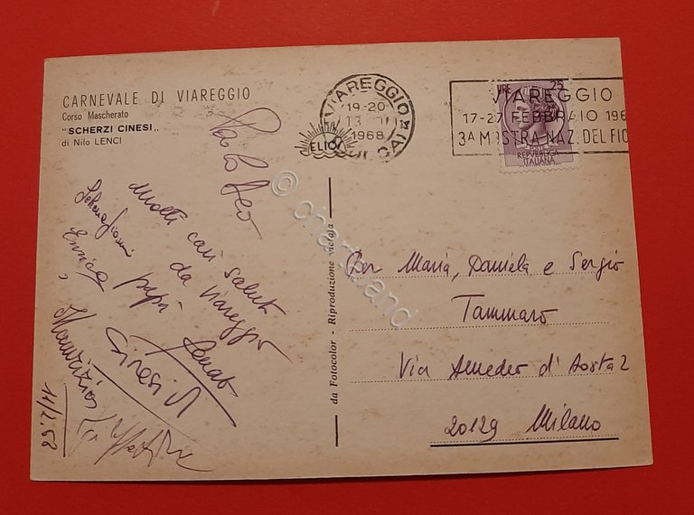 Cartolina Carnevale di Viareggio - Corso Mascherato - 1968