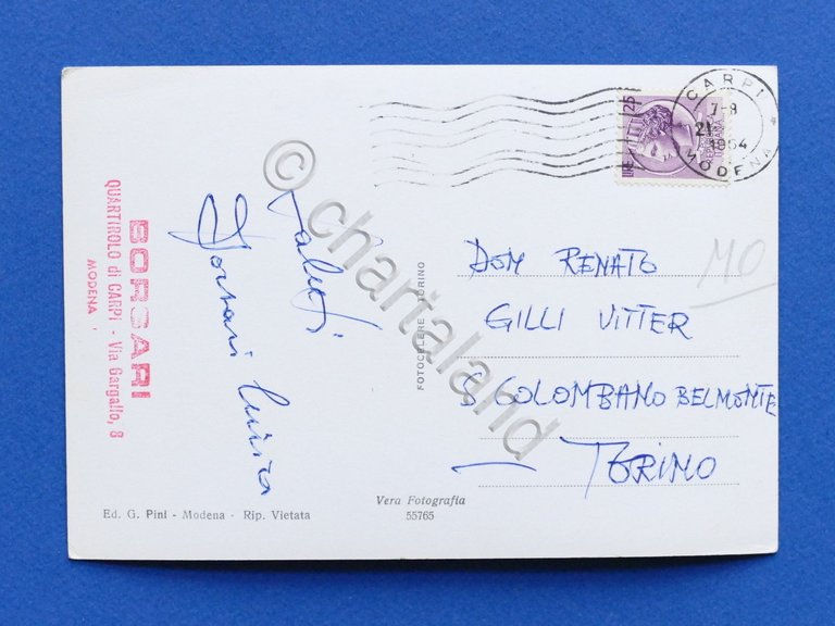 Cartolina Carpi - Castello - 1964.