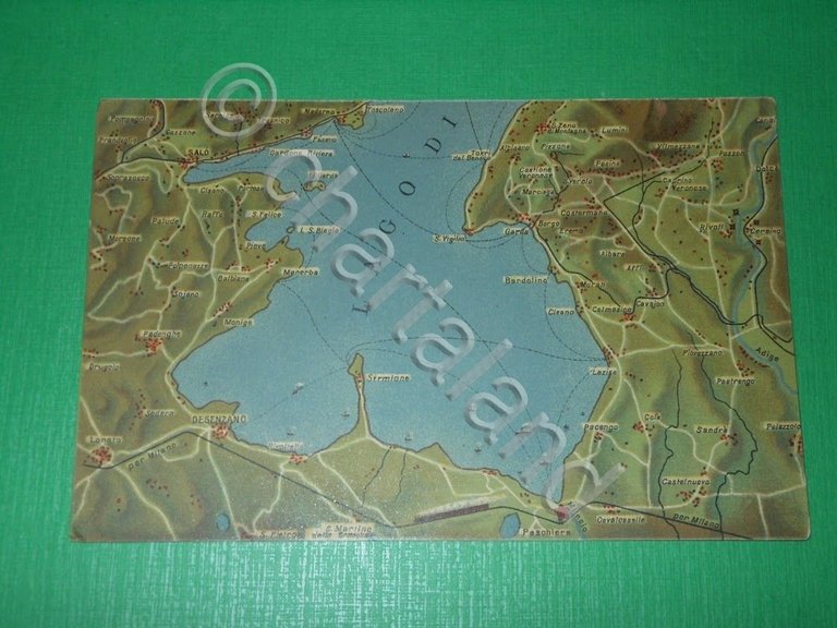 Cartolina Cartina geografica Lago di Garda e dintorni 1930 ca