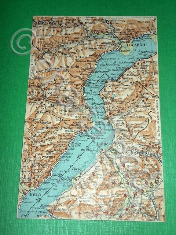Cartolina Cartina geografica Locarno - Luino e dintorni 1920 ca