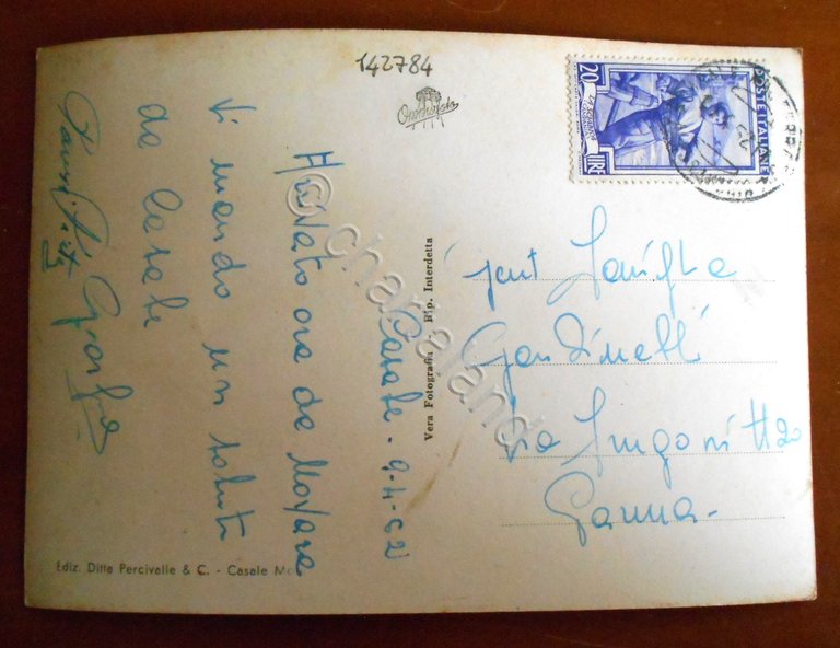 Cartolina Casale M. - Piazza Mazzini - 1952