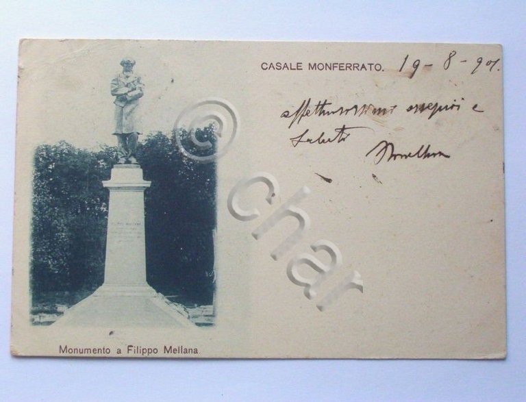 Cartolina Casale Monferrato - Monumento F. Mallana 1901