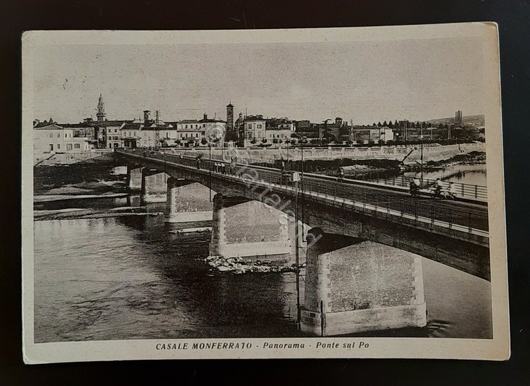 Cartolina Casale Monferrato - Panorama Ponte sul Po - 1954