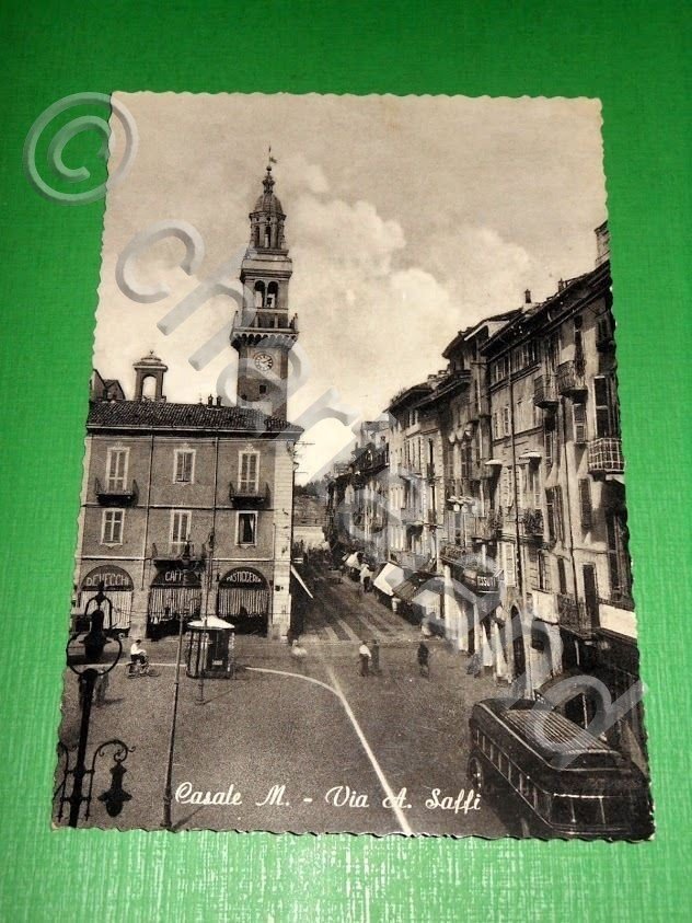Cartolina Casale Monferrato - Via A. Saffi 1950 ca.