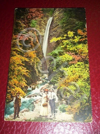 Cartolina Cascata di Rescia presso Osteno 1929.