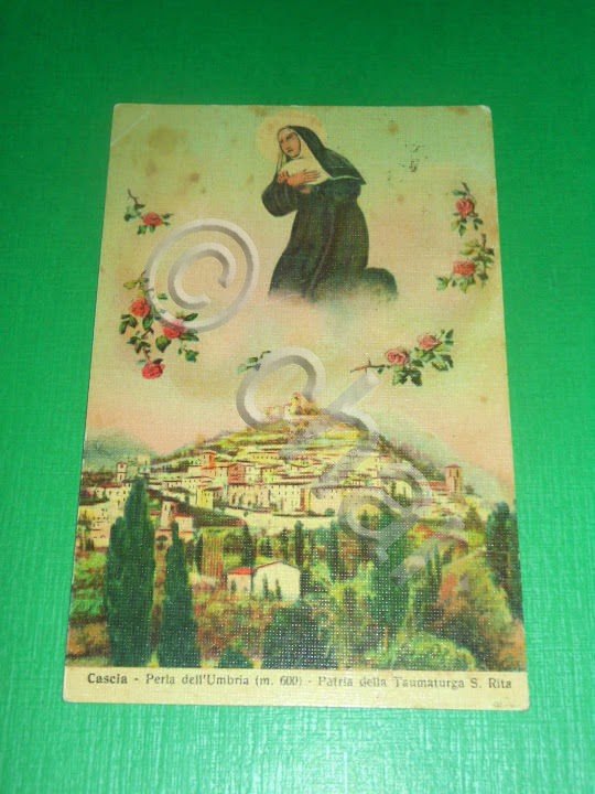 Cartolina Cascia - Perla dell' Umbria - Patria della Taumaturga …