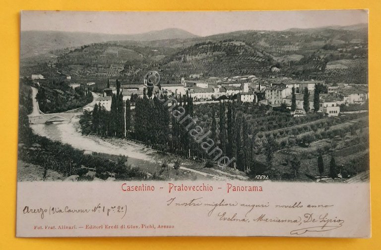 Cartolina Casentino - Pratovecchio - Panorama - 1905