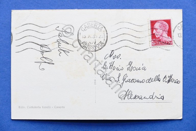 Cartolina Caserta - Palazzo Reale con giardini - 1935