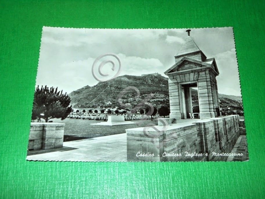 Cartolina Cassino - Cimitero Inglese e Montecassino 1955 ca.