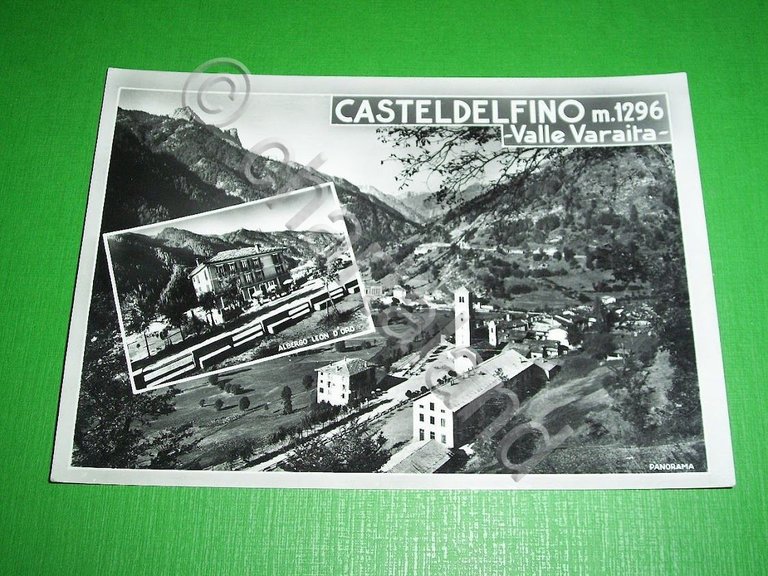 Cartolina Casteldelfino ( Cuneo ) - Panorama e Albergo Leon …