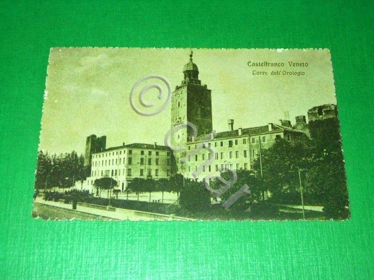 Cartolina Castelfranco Veneto - Torre dell' Orologio 1916.