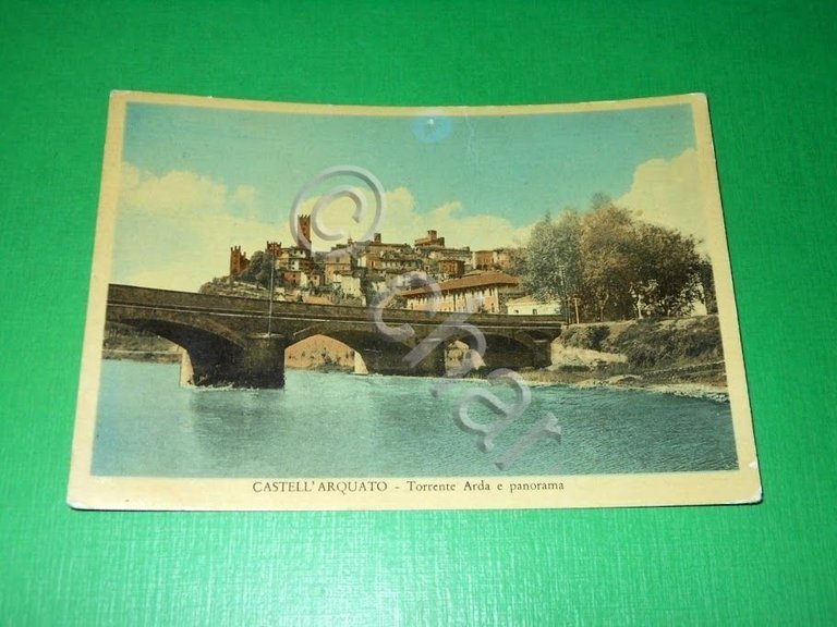 Cartolina Castell'Arquato ( Piacenza ) - Torrente Arda e panorama …