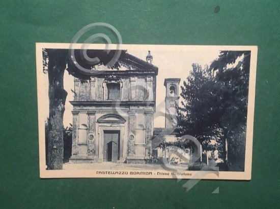 Cartolina Castellano Bormida - Chiesa S. Stefano - 1930 ca.