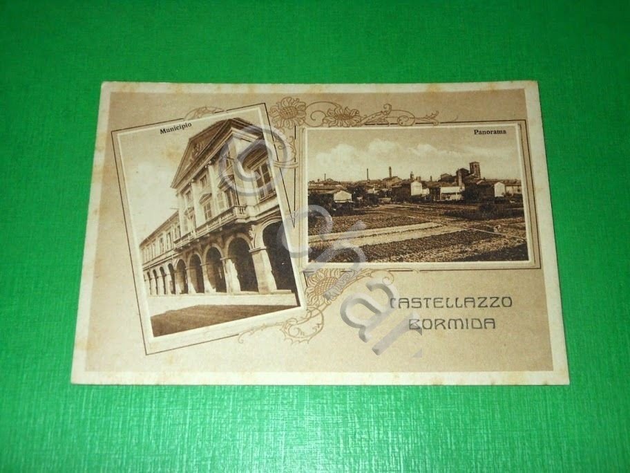 Cartolina Castellazzo Bormida - Panorama - Municipio 1940.