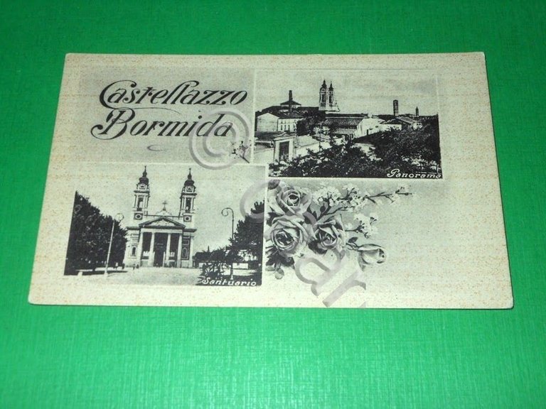 Cartolina Castellazzo Bormida - Santuario e Panorama 1942.
