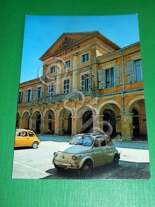 Cartolina Castellazzo Bormida (Alessandria) - Palazzo Municipale e Portici 1965