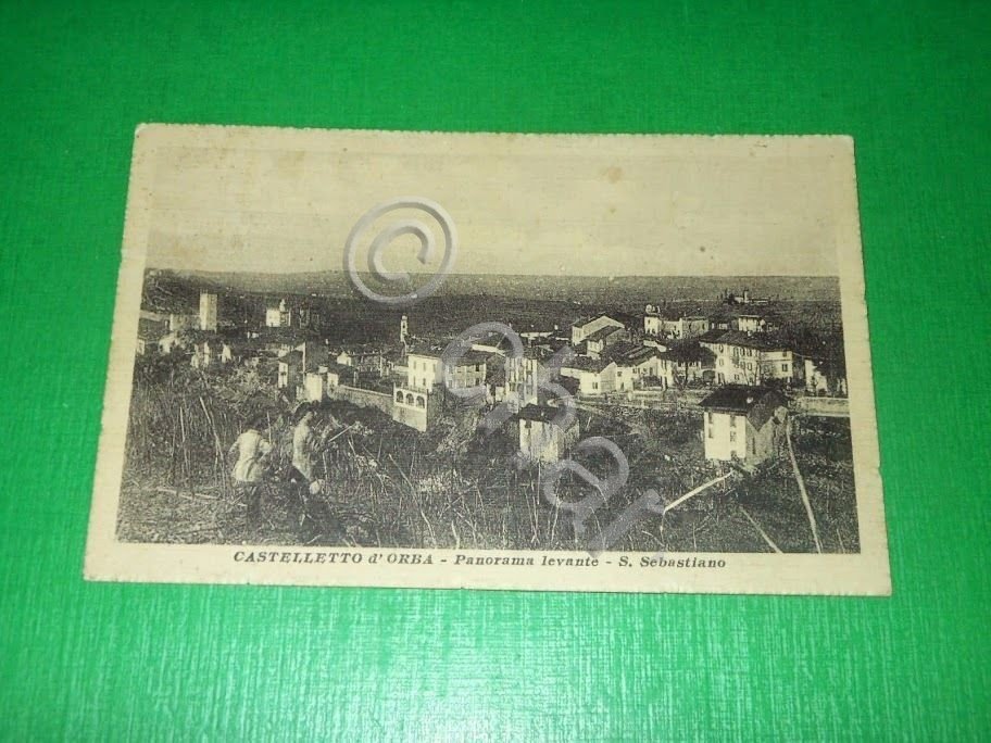 Cartolina Castelletto d'Orba - Panorama levante - S. Sebastiano 1922.