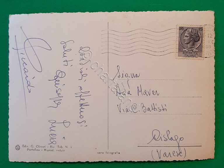 Cartolina Castello di Paraggi - S. Margherita Ligure - 1958