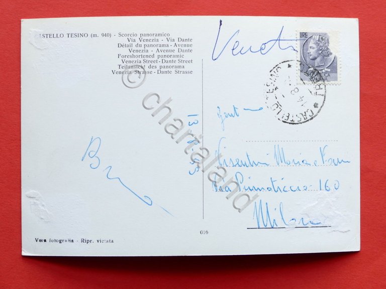 Cartolina Castello Tesino - Scorcio panoramico - Via Venezia - …