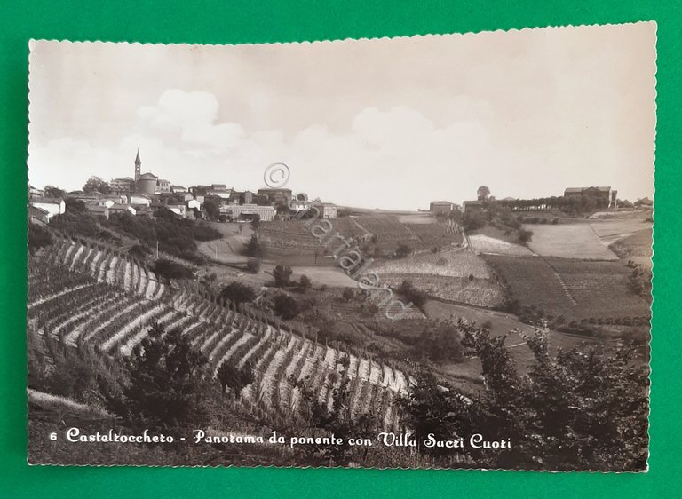 Cartolina Castelrocchero - Panorama da ponente con Villa Sacri Cuori …