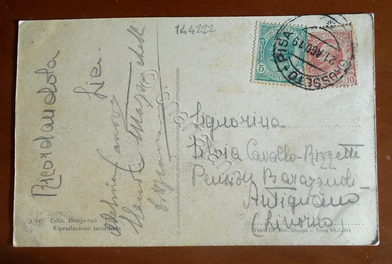 Cartolina Castiglioncello - Lungo la costa - 1919