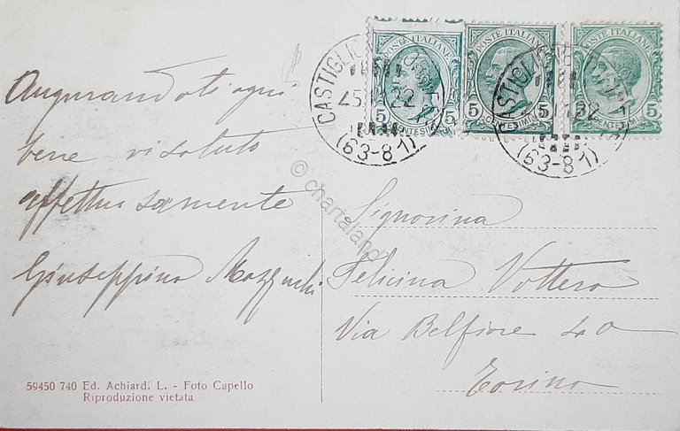 Cartolina Castiglione Torinese - Panorama - 1922