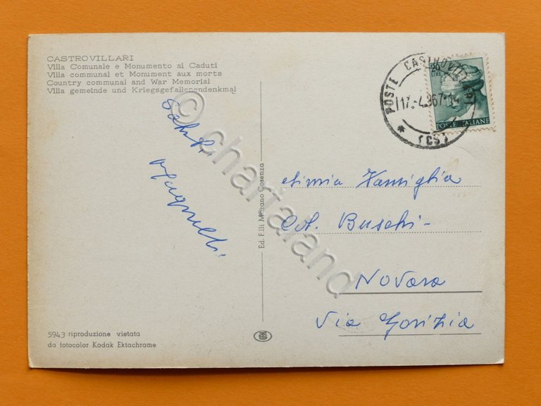 Cartolina Castrovillari - Villa Comunale e Monumento ai Caduti - …