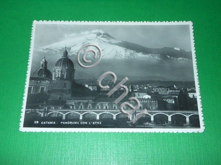 Cartolina Catania - Panorama con l' Etna 1947