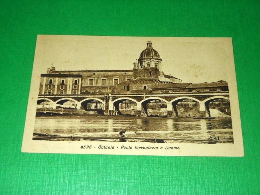 Cartolina Catania - Ponte ferroviario e Duomo 1925 ca.