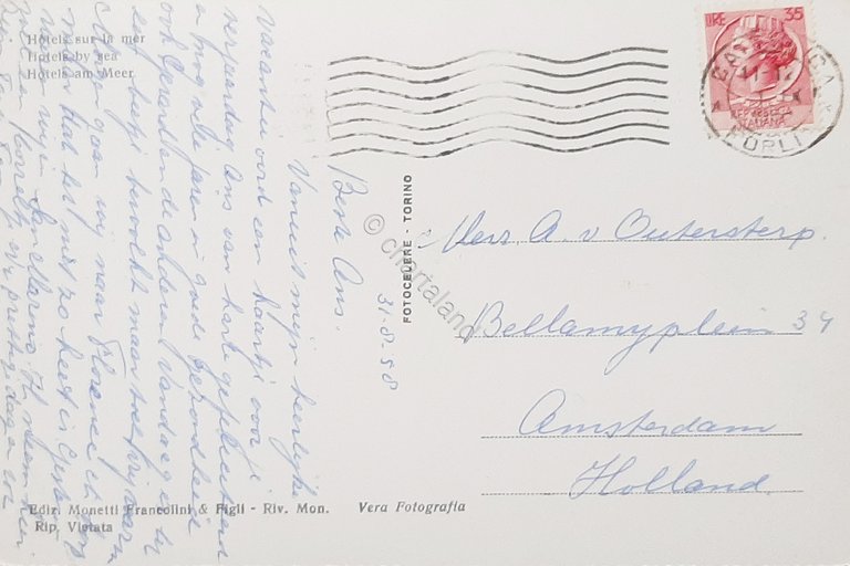 Cartolina Cattolica - Alberghi sul mare - 1958