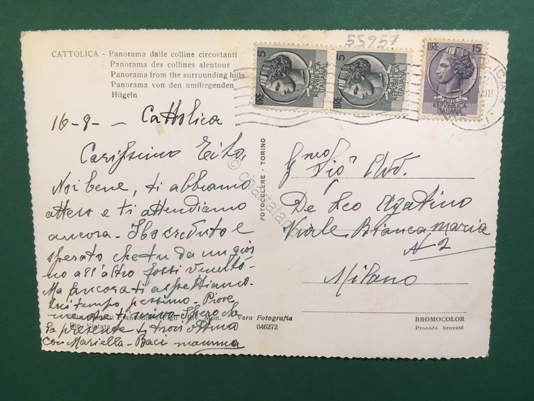 Cartolina Cattolica - Panorama Delle Colline Circostanti - 1959