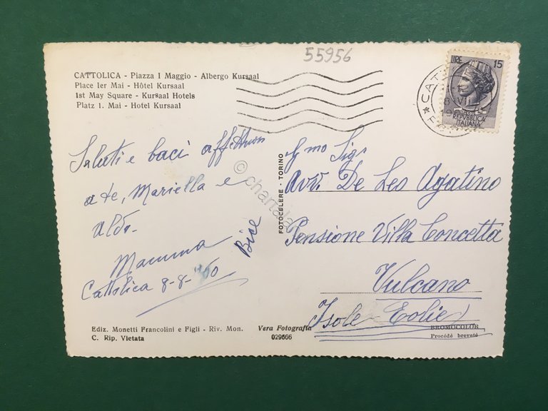 Cartolina Cattolica - Piazza I Maggio - Albergo Kursaal - …