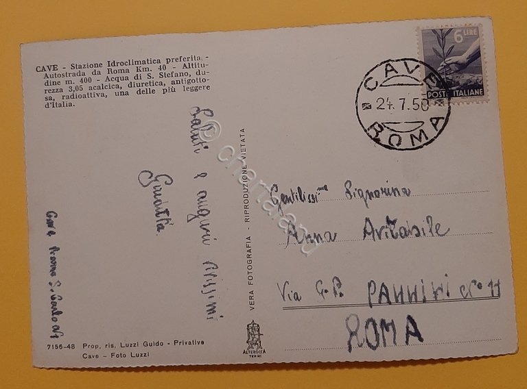 Cartolina Cave - Villa Giulia - Stazione Idroclimatica preferita - …