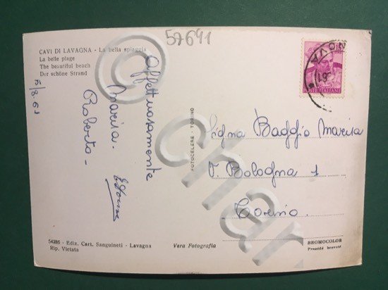Cartolina Cavi Di Lavagna - La Bella Spiaggia - 1961