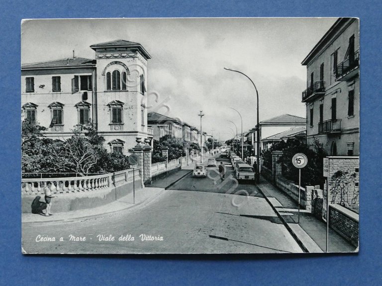 Cartolina Cecina a Mare - Viale della Vittoria - 1967.