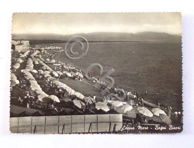 Cartolina Cecina Mare - Bagni Bisori 1950 ca