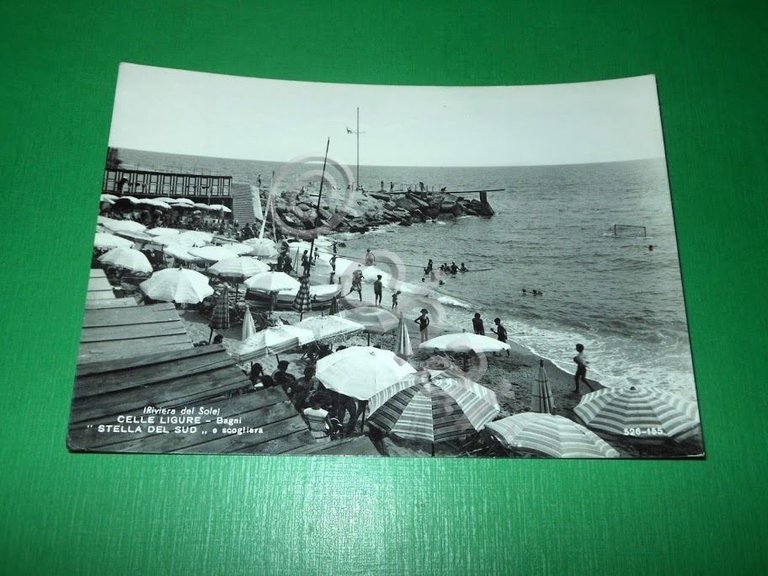 Cartolina Celle Ligure - Bagni Stella del Sud e scogliera …