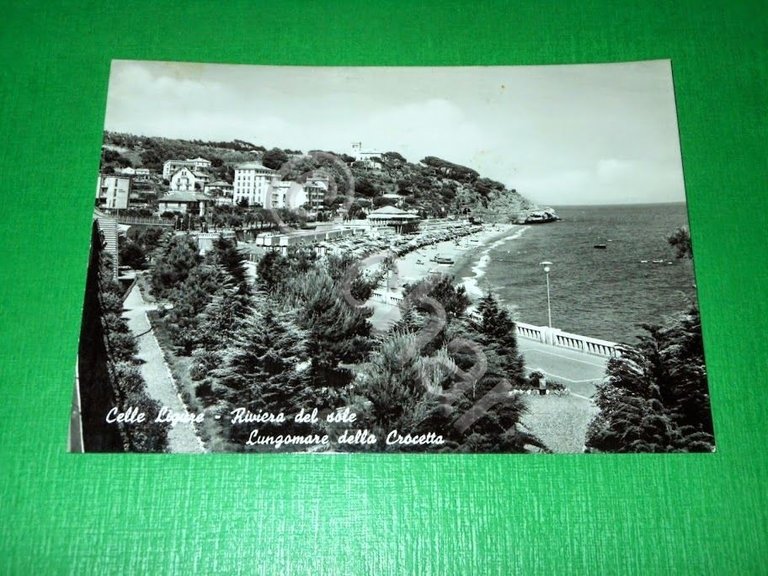 Cartolina Celle Ligure - Lungomare della Crocetta 1959