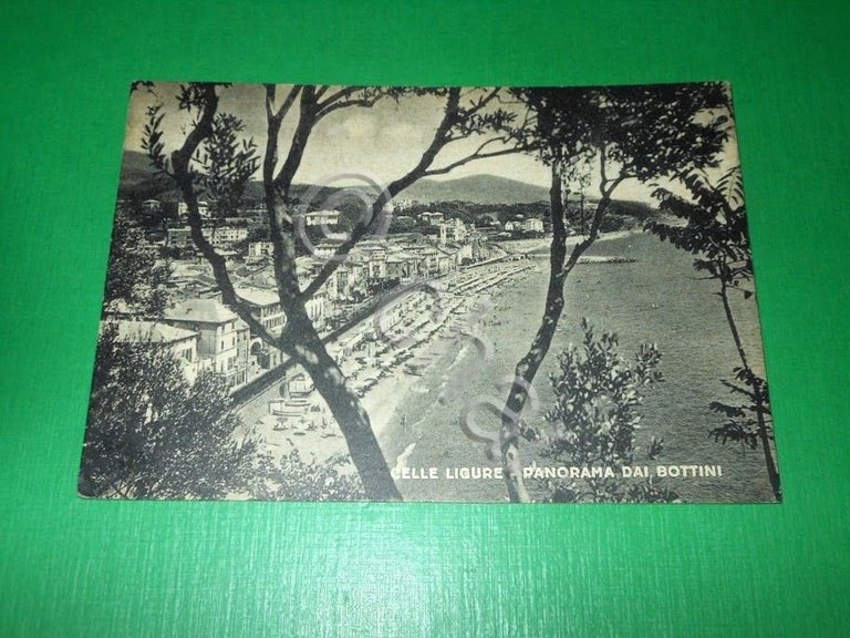 Cartolina Celle Ligure - Panorama dai Bottini 1955.