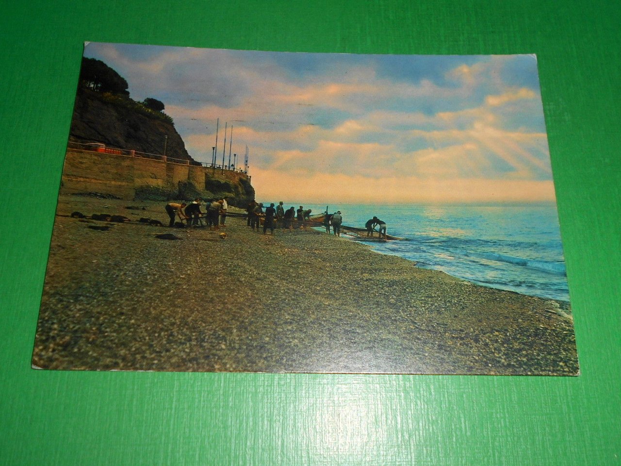 Cartolina Celle Ligure - Pesca all' alba 1967.