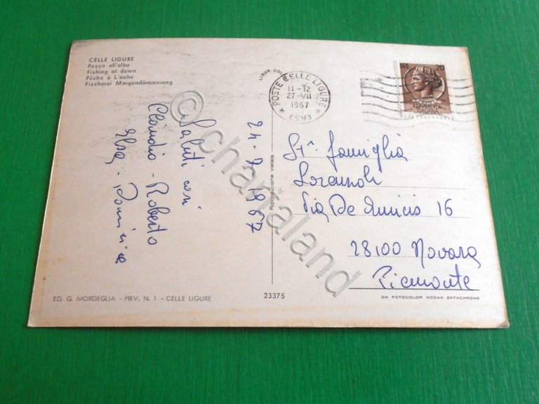Cartolina Celle Ligure - Pesca all' alba 1967.
