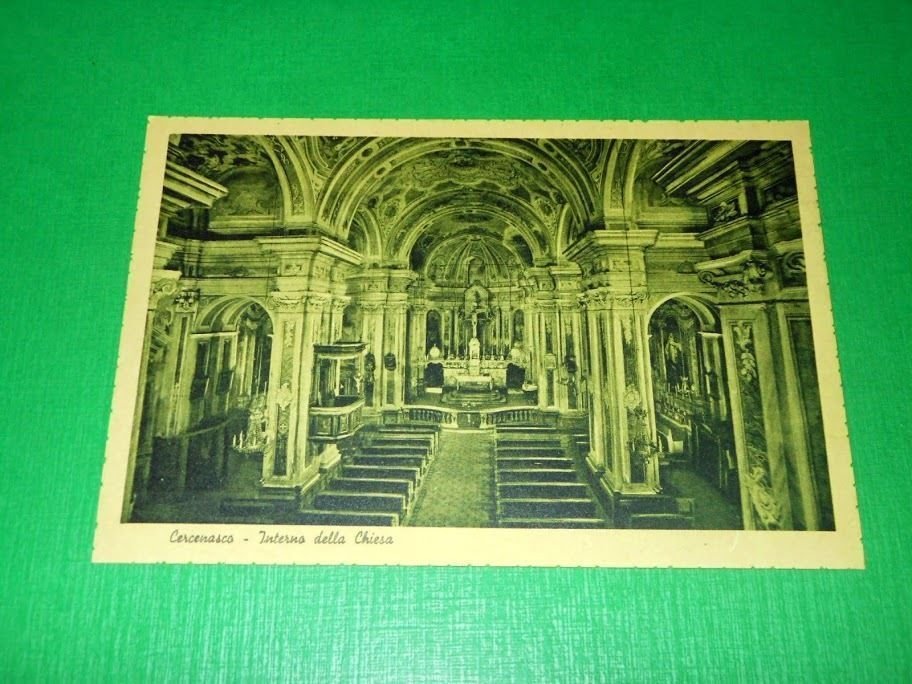 Cartolina Cercenasco - Interno della Chiesa 1942.