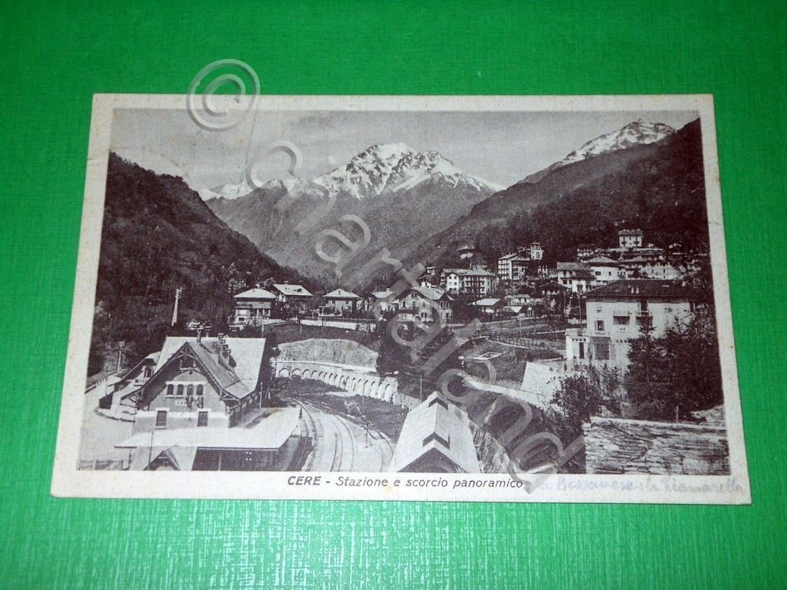 Cartolina Cere - Stazione e scorcio panoramico 1939.