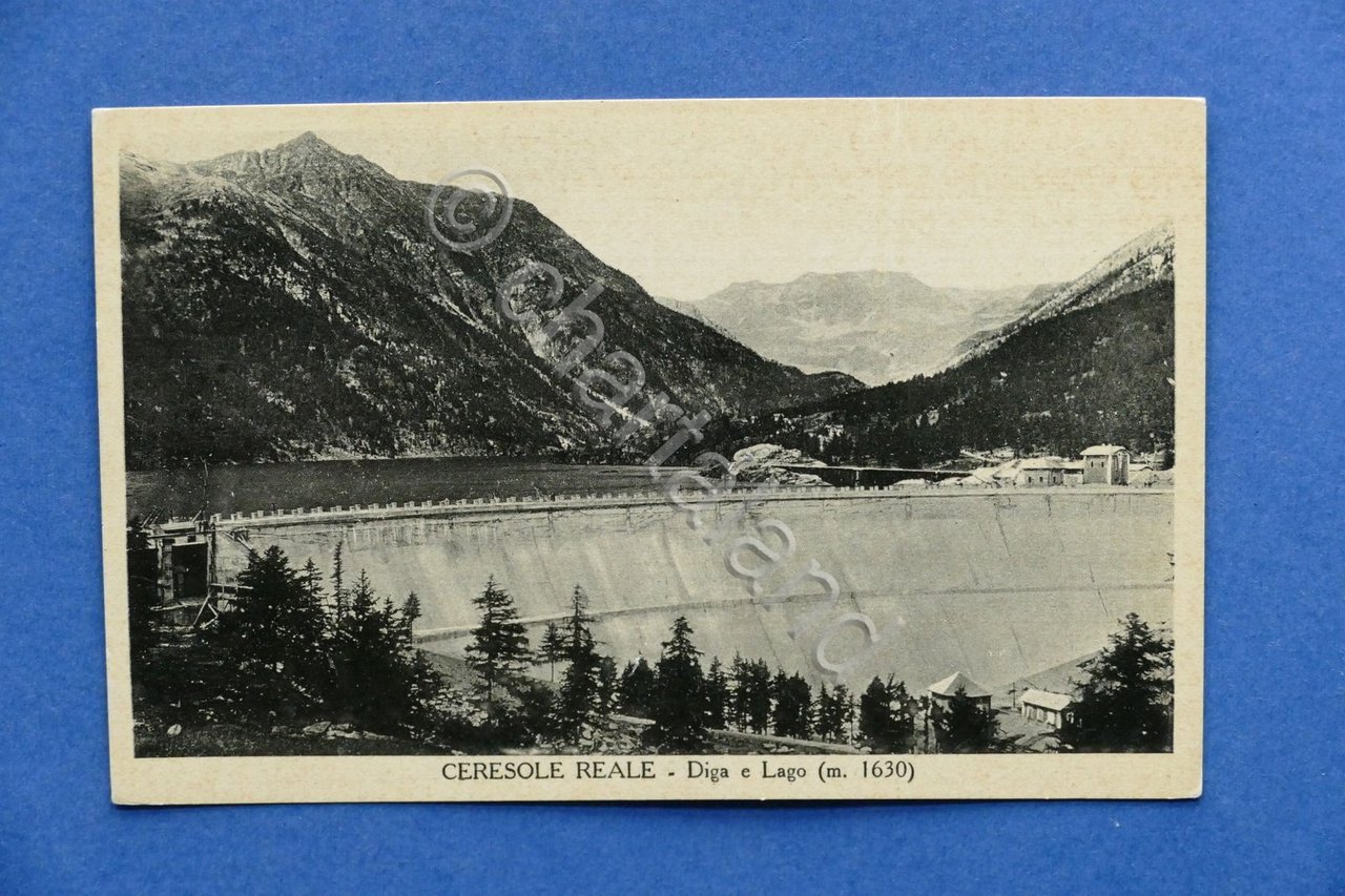 Cartolina Ceresole Reale - Diga e Lago - 1932 ca..