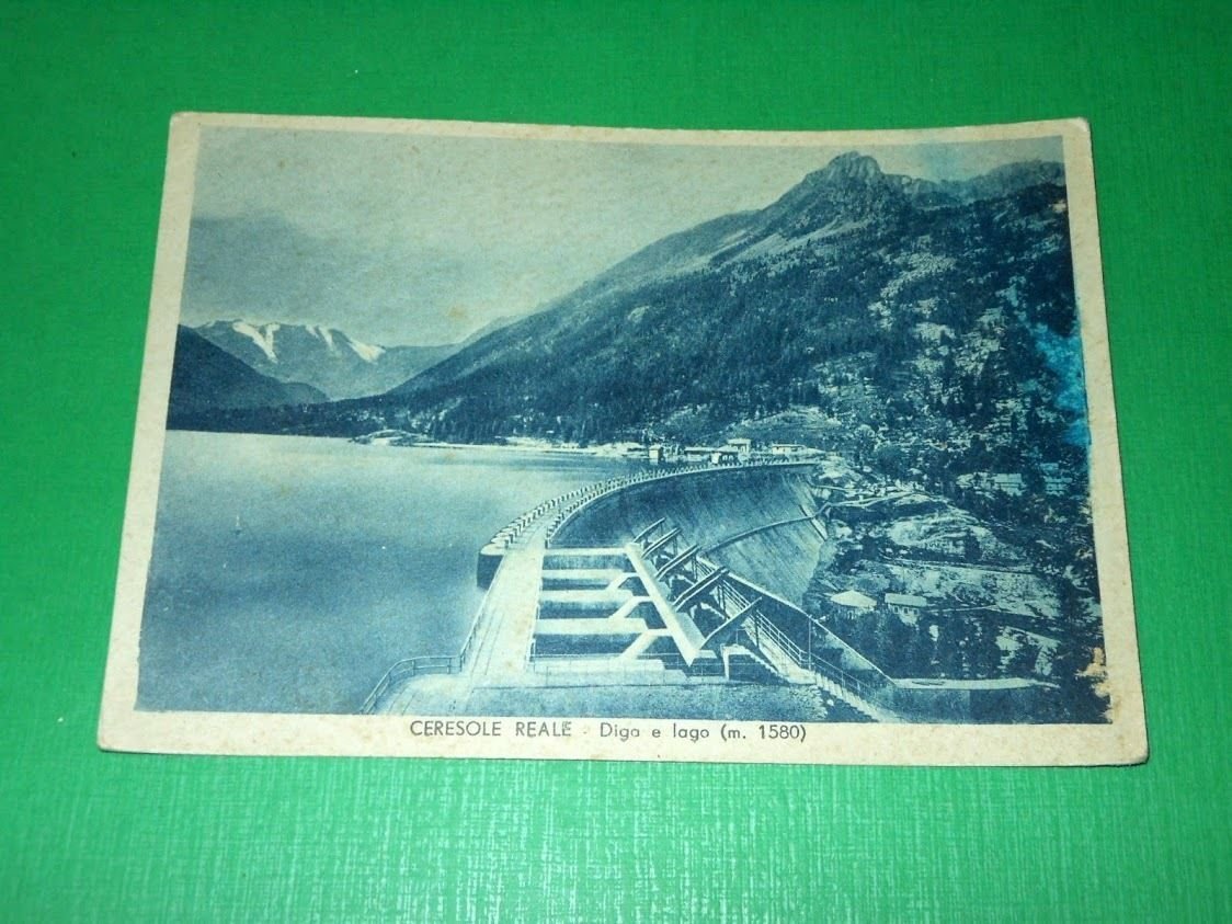 Cartolina Ceresole Reale - Diga e Lago 1950.