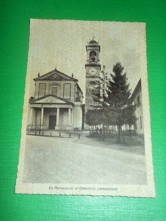 Cartolina Cernusco Lombardone - La Chiesa Parrocchiale 1940.
