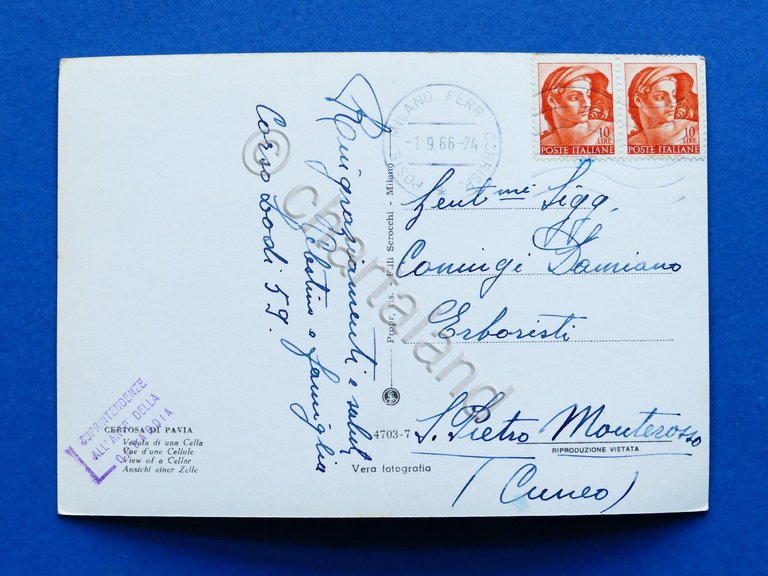 Cartolina Certosa di Pavia - Veduta di una Cella - …