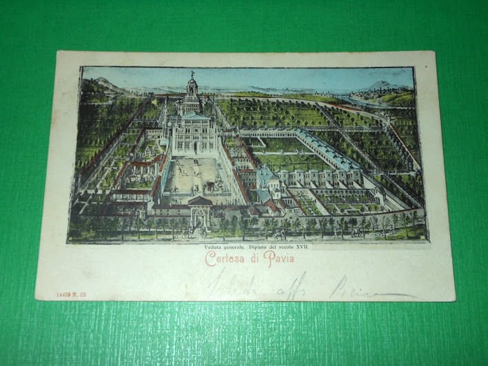 Cartolina Certosa di Pavia - Veduta Generale - Dipinto del …